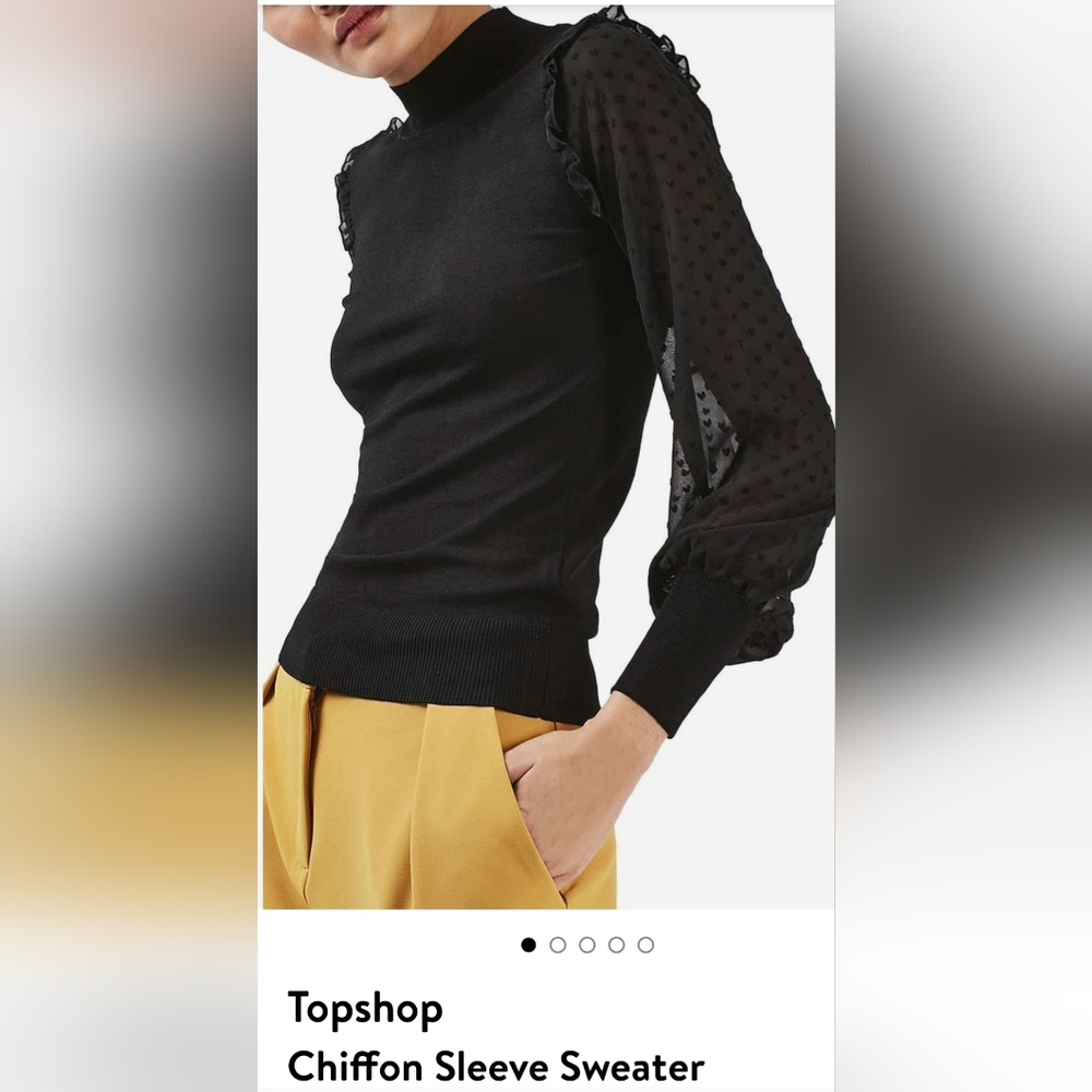 Topshop Black Fitted Long Sleeve Blouse